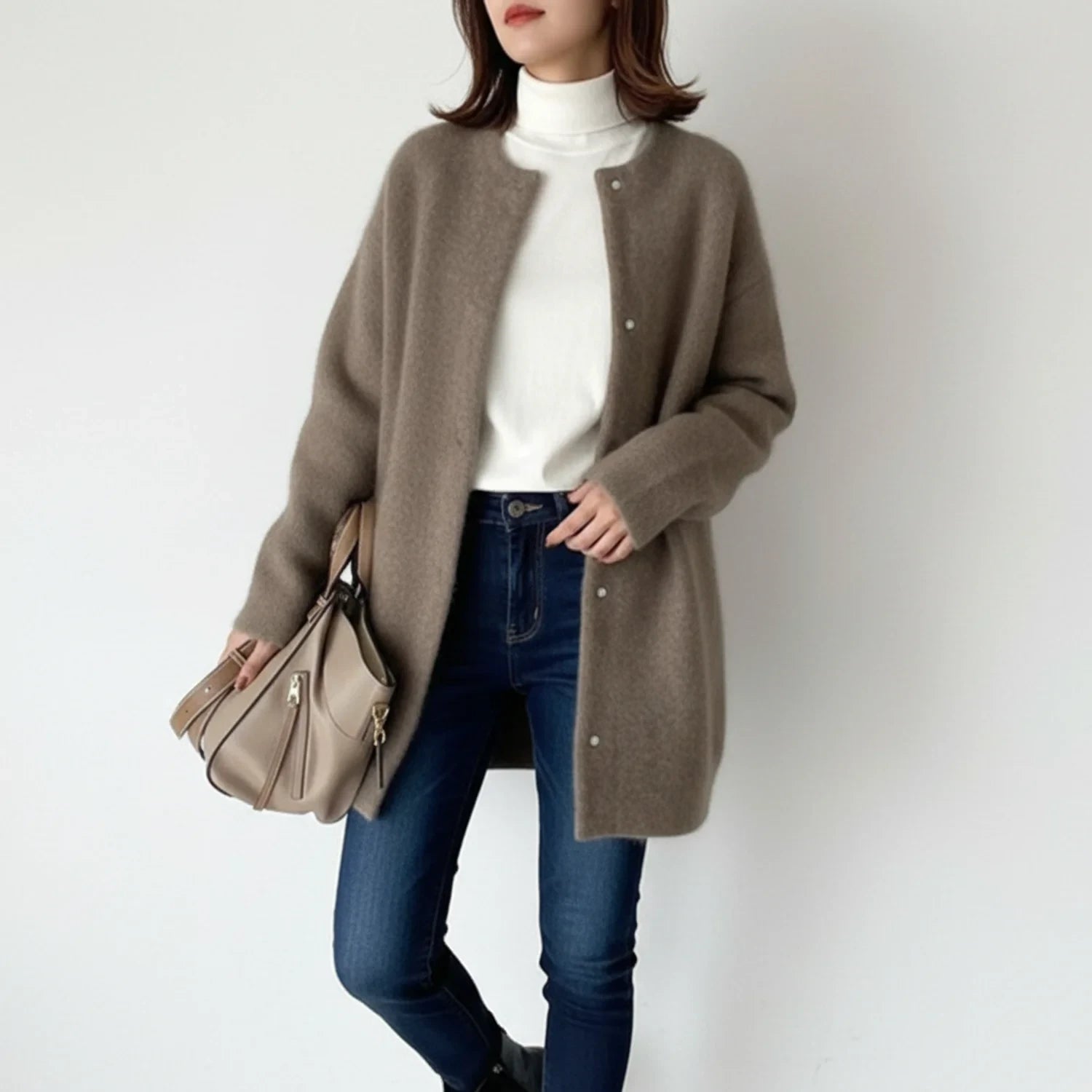 Cardigan Femme Long Oversized Boutonné Confortable 2