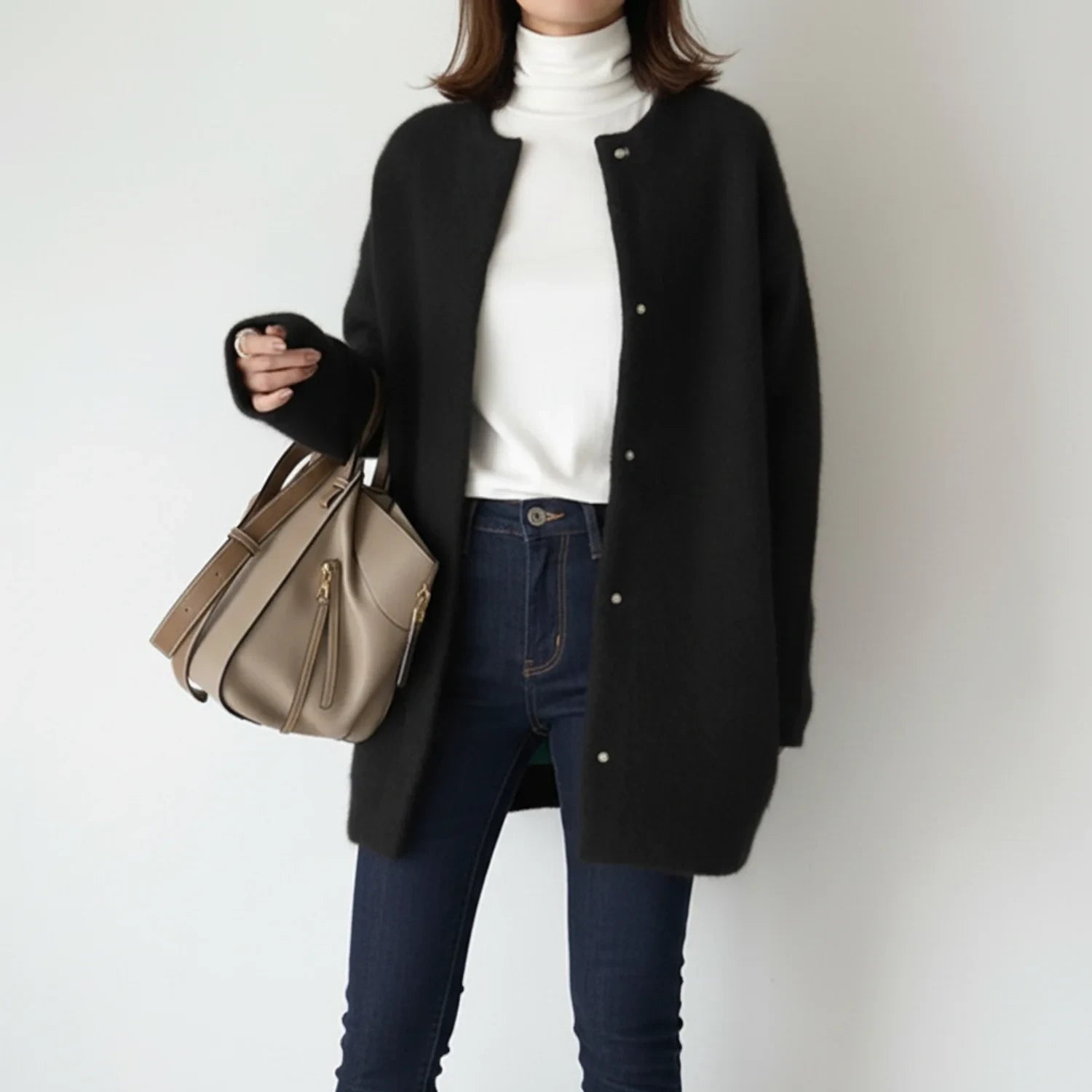 Cardigan Femme Long Oversized Boutonné Confortable 4