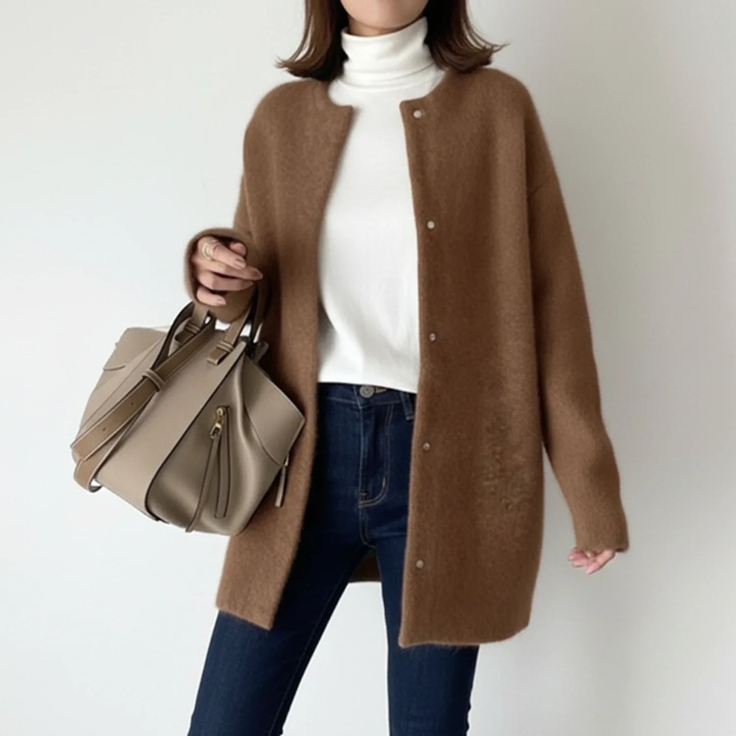 Cardigan Femme Long Oversized Boutonné Confortable 5