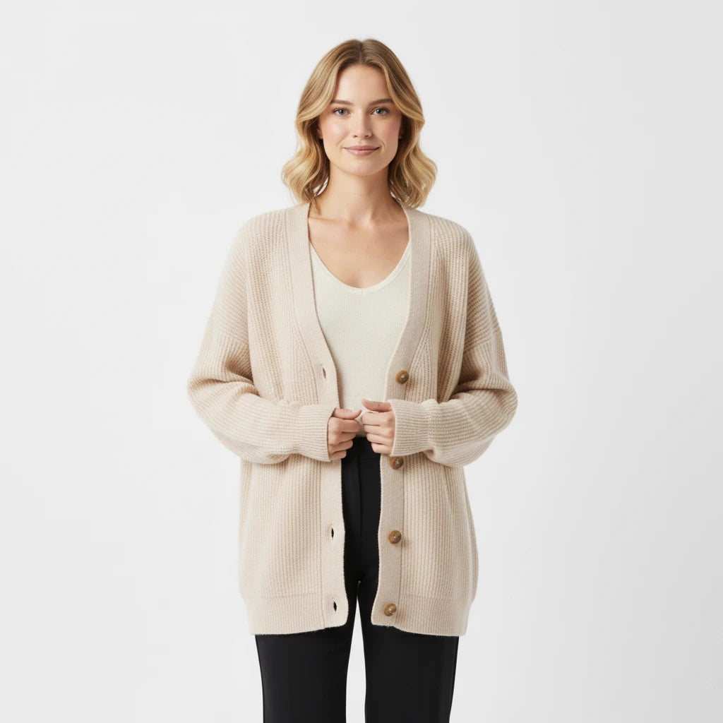 Cardigan Femme Surdimensionné en Tricot Côtelé 10