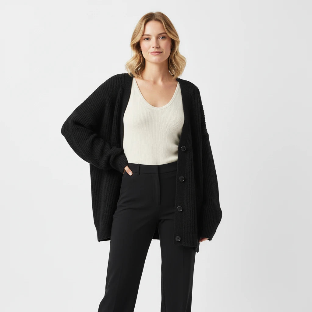 Cardigan Femme Surdimensionné en Tricot Côtelé 3