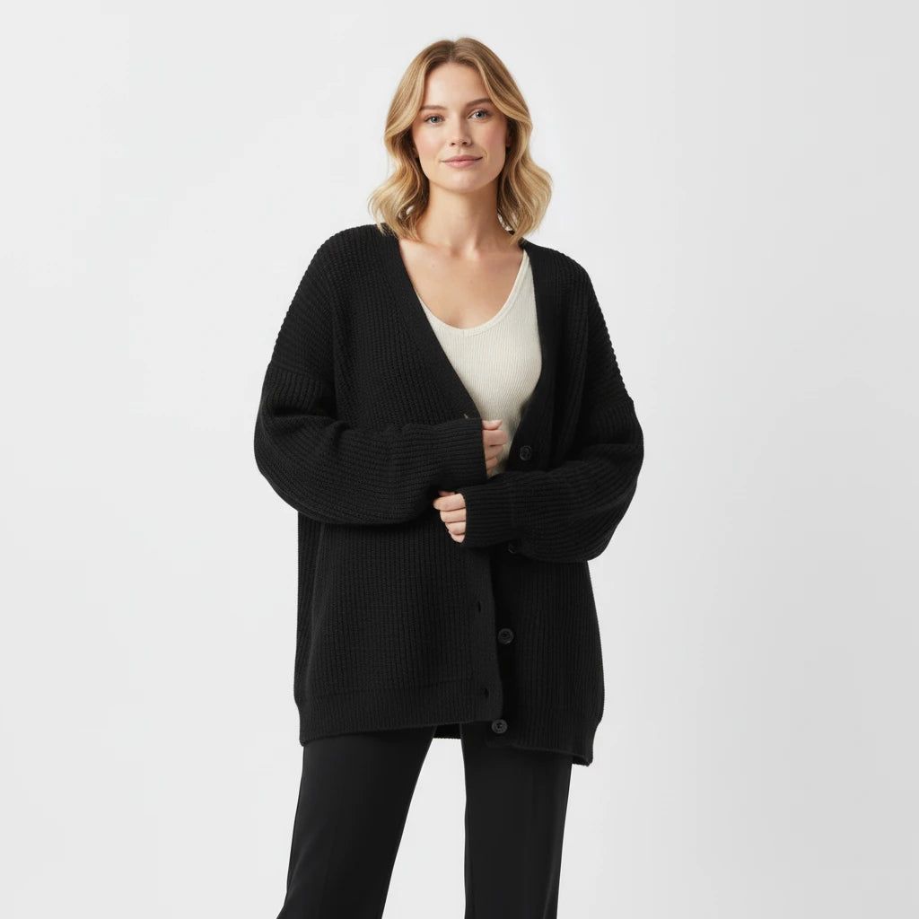Cardigan Femme Surdimensionné en Tricot Côtelé 4
