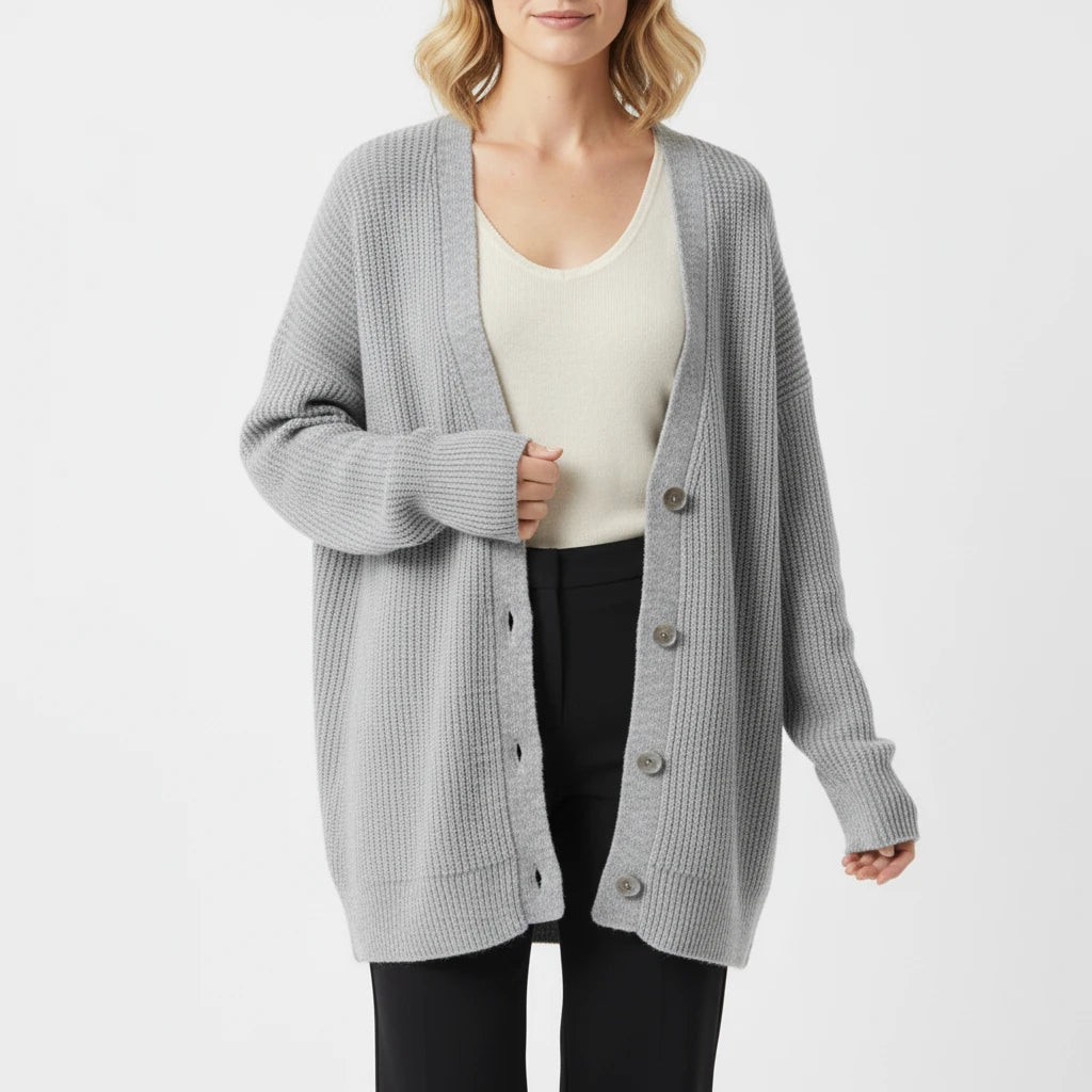 Cardigan Femme Surdimensionné en Tricot Côtelé 6
