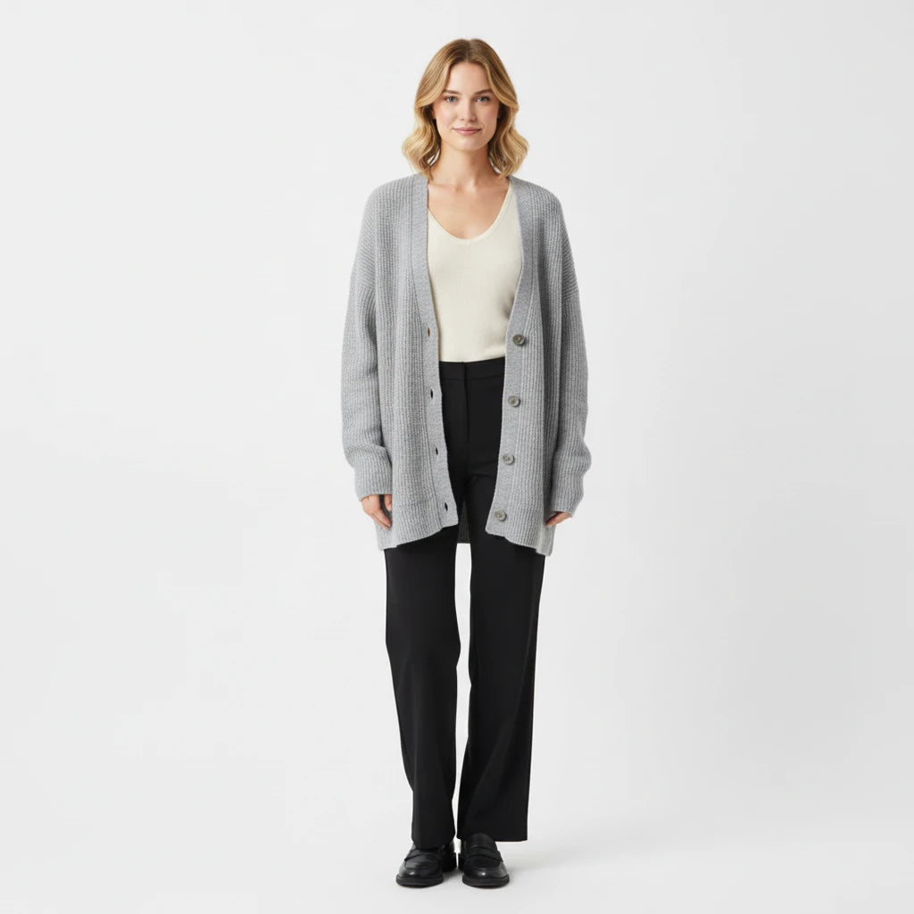 Cardigan Femme Surdimensionné en Tricot Côtelé 7
