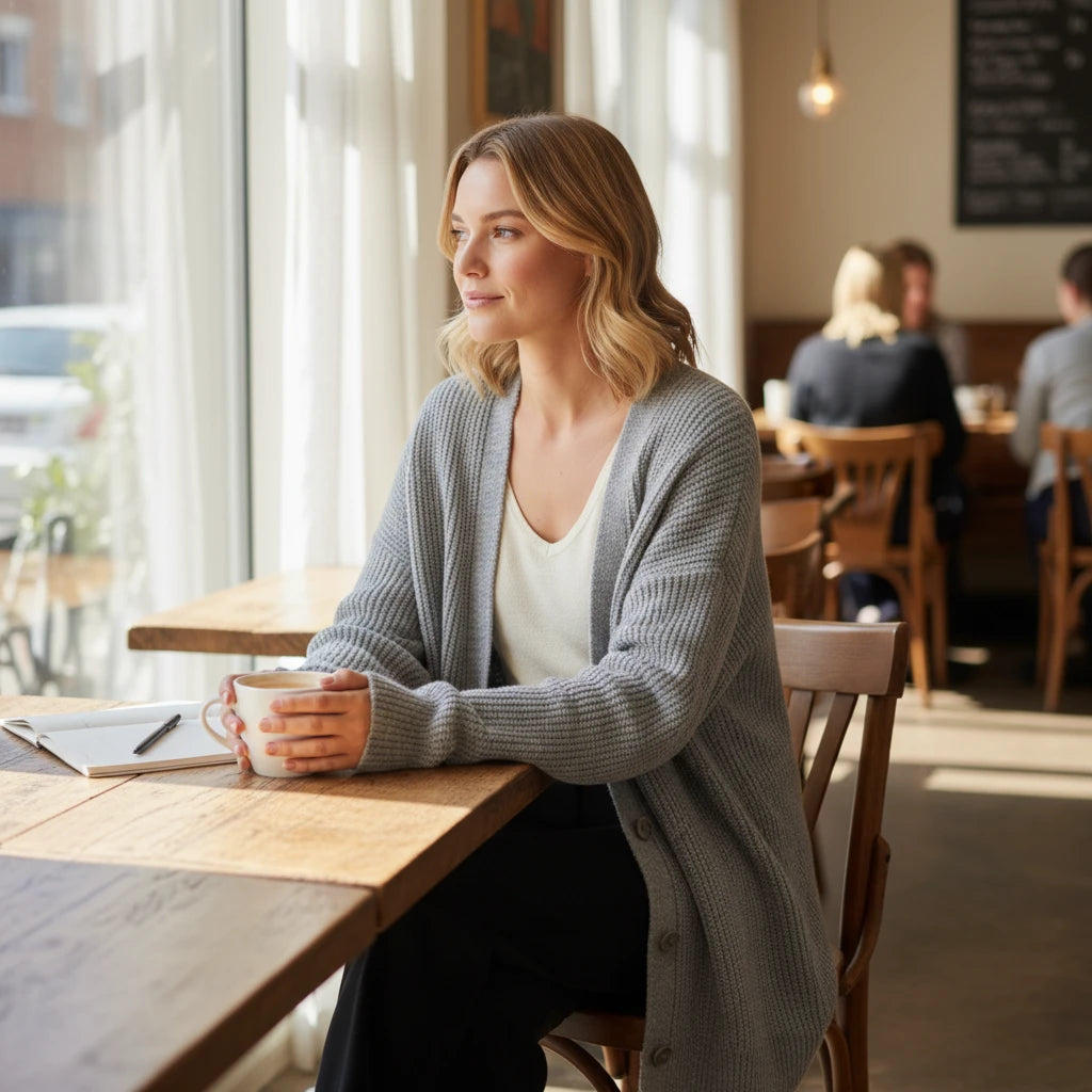 Cardigan Femme Surdimensionné en Tricot Côtelé 8