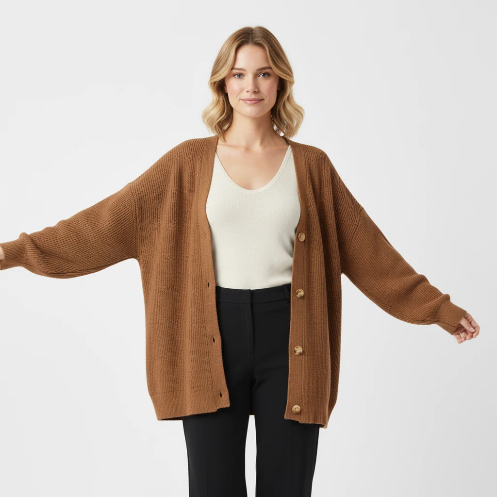 Cardigan Femme Surdimensionné en Tricot Côtelé 9
