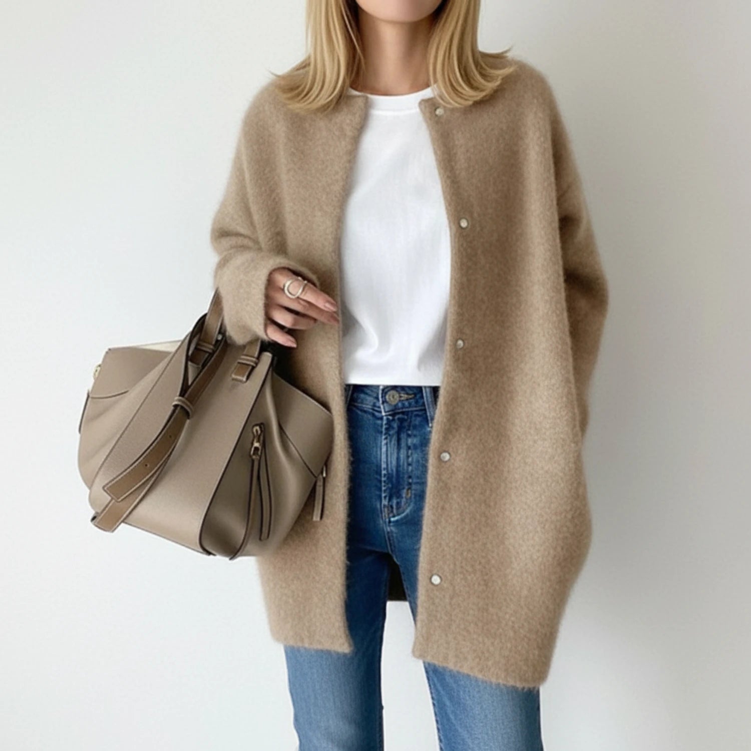 Cardigan Long Chaud Femme à Manches Longues 0