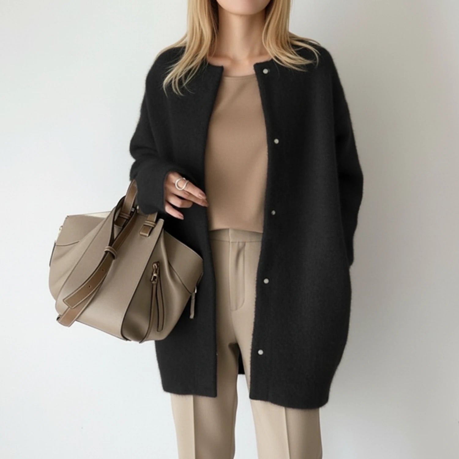 Cardigan Long Chaud Femme à Manches Longues 1