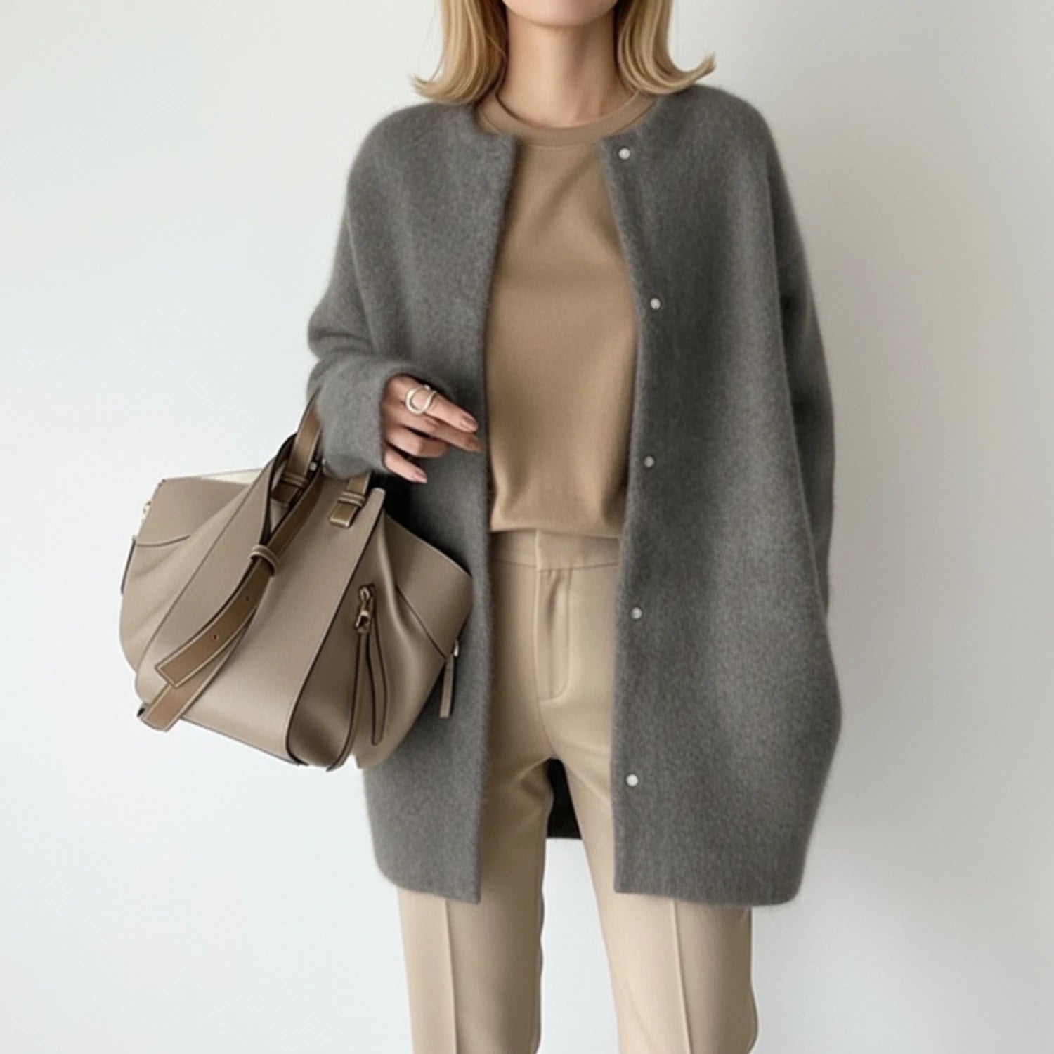 Cardigan Long Chaud Femme à Manches Longues 3