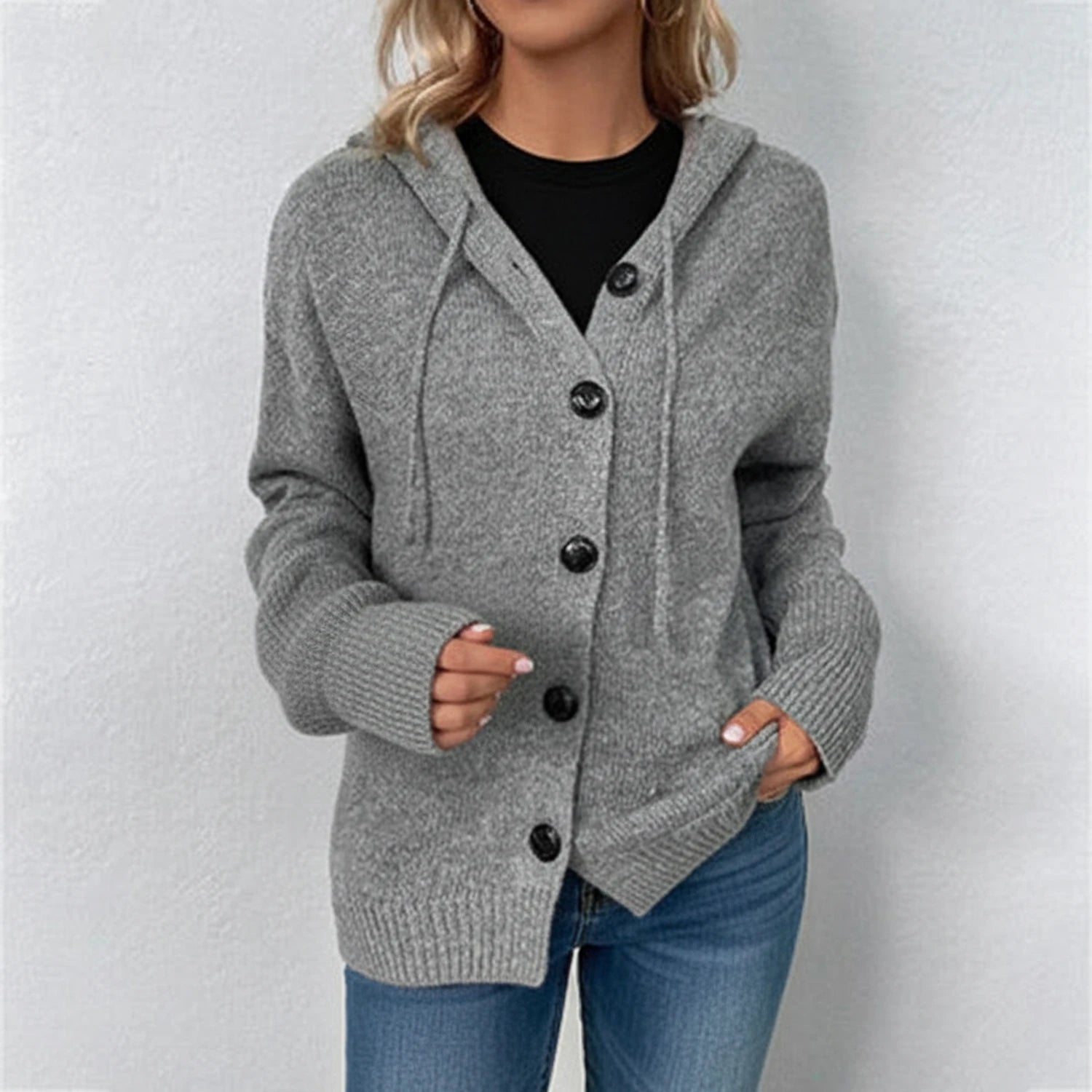 Cardigan d'Hiver à Capuche en Tricot pour Femme 0