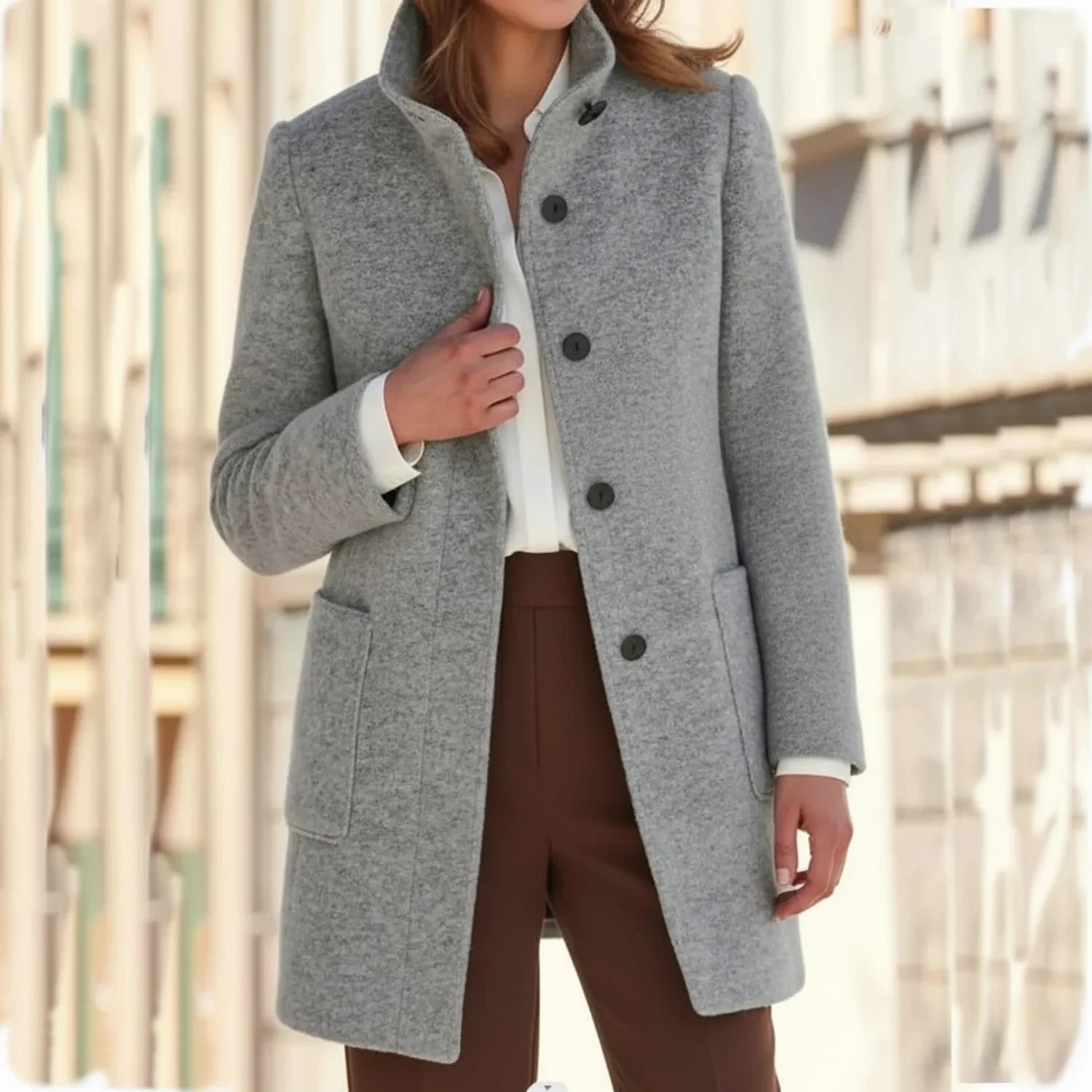 Manteau Femme Mi-Long en Laine Classique Hiver 0