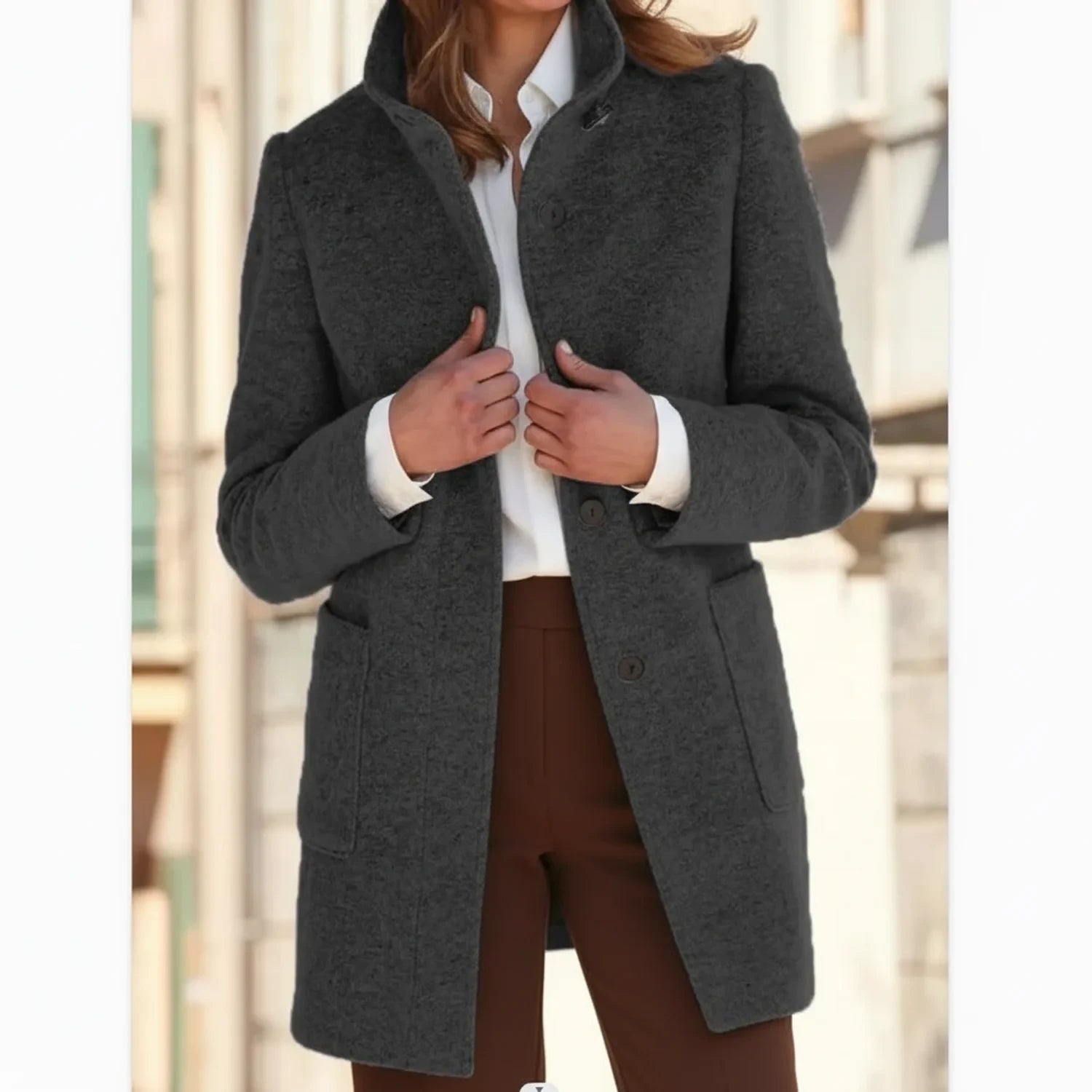 Manteau Femme Mi-Long en Laine Classique Hiver 1