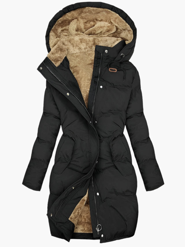 Manteau Long Matelassé à Capuche pour Femme 1