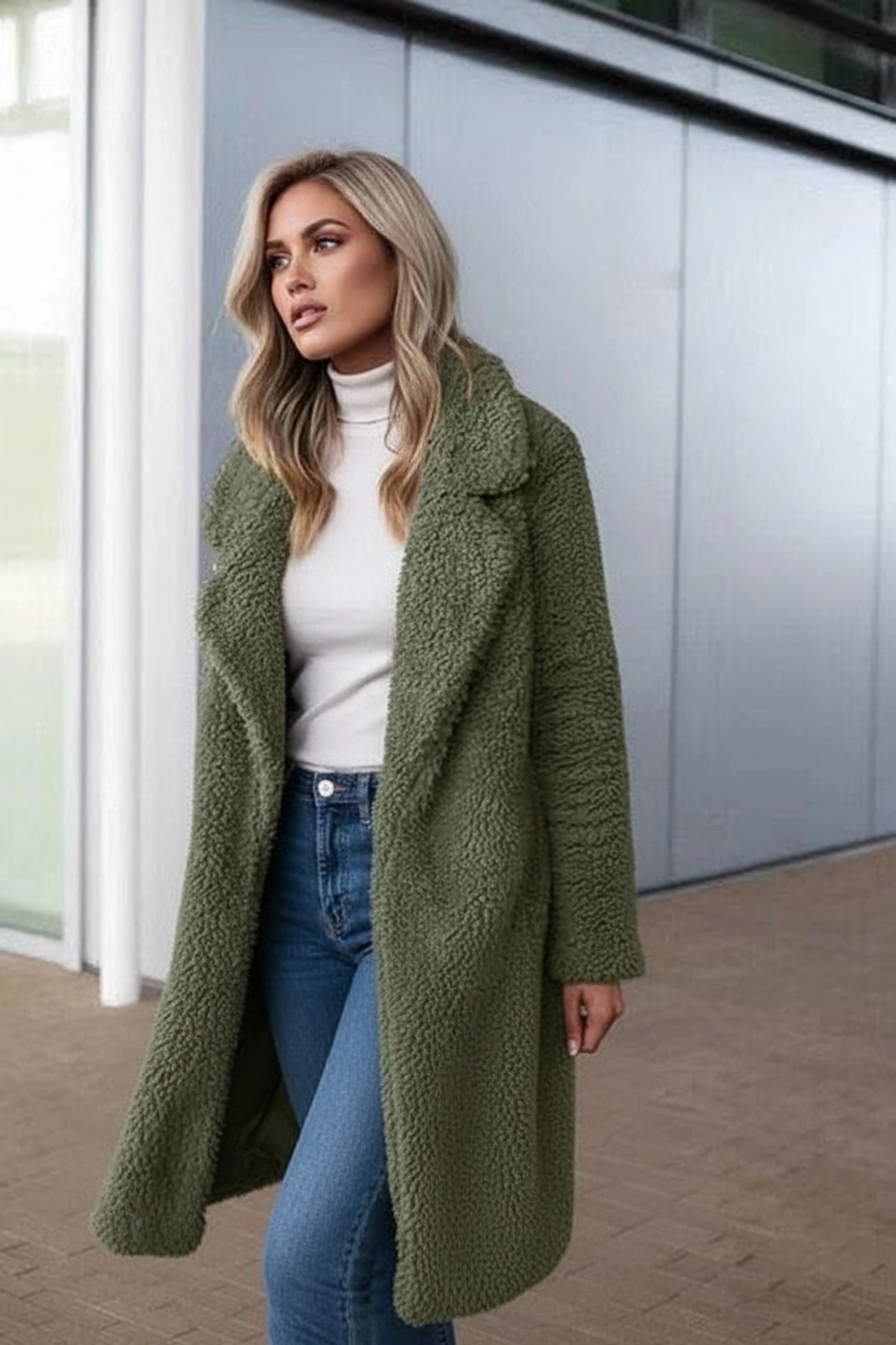 Manteau Long Oversized en Peluche Femme Hiver 4