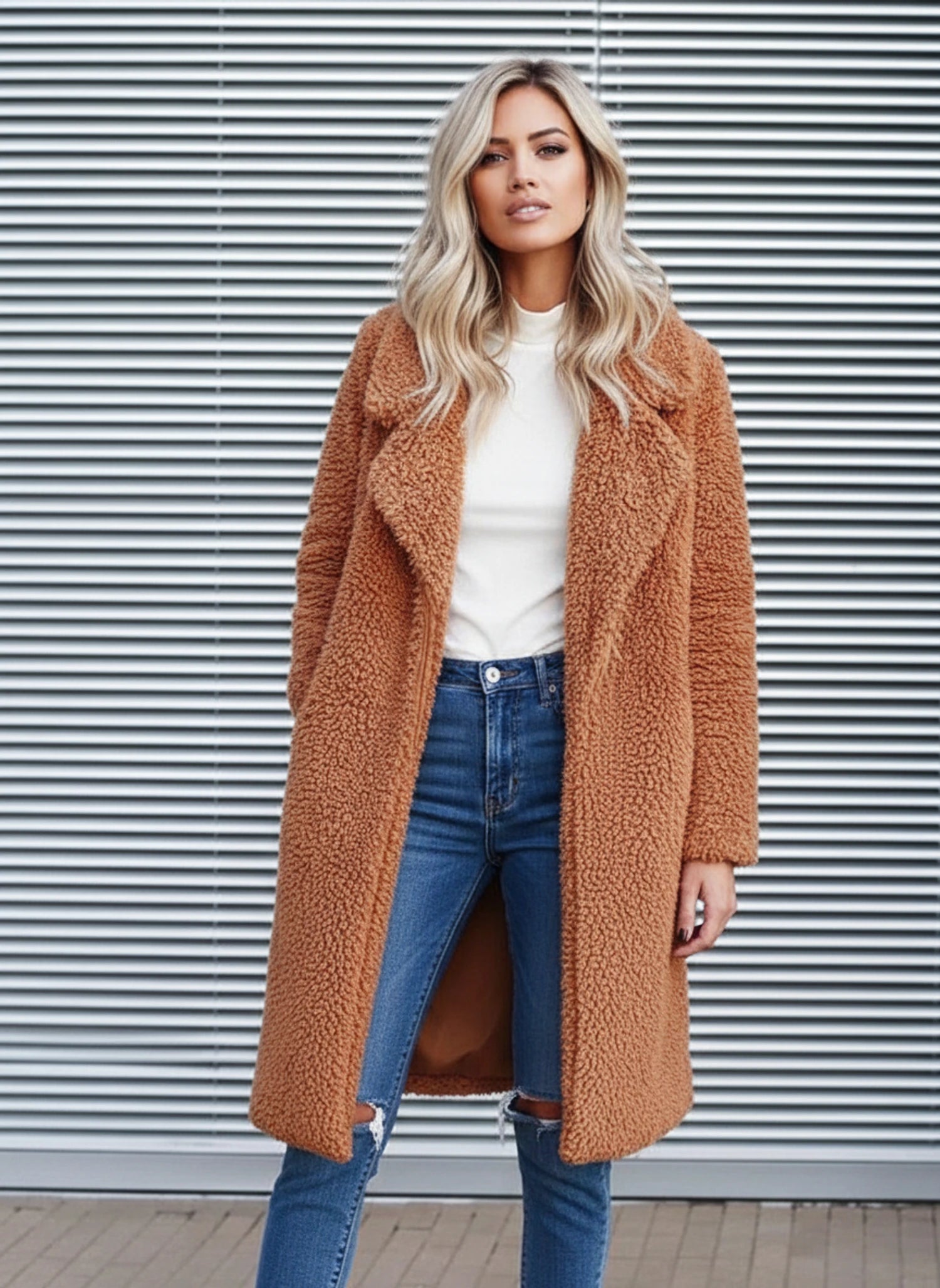 Manteau Long Oversized en Peluche Femme Hiver 6