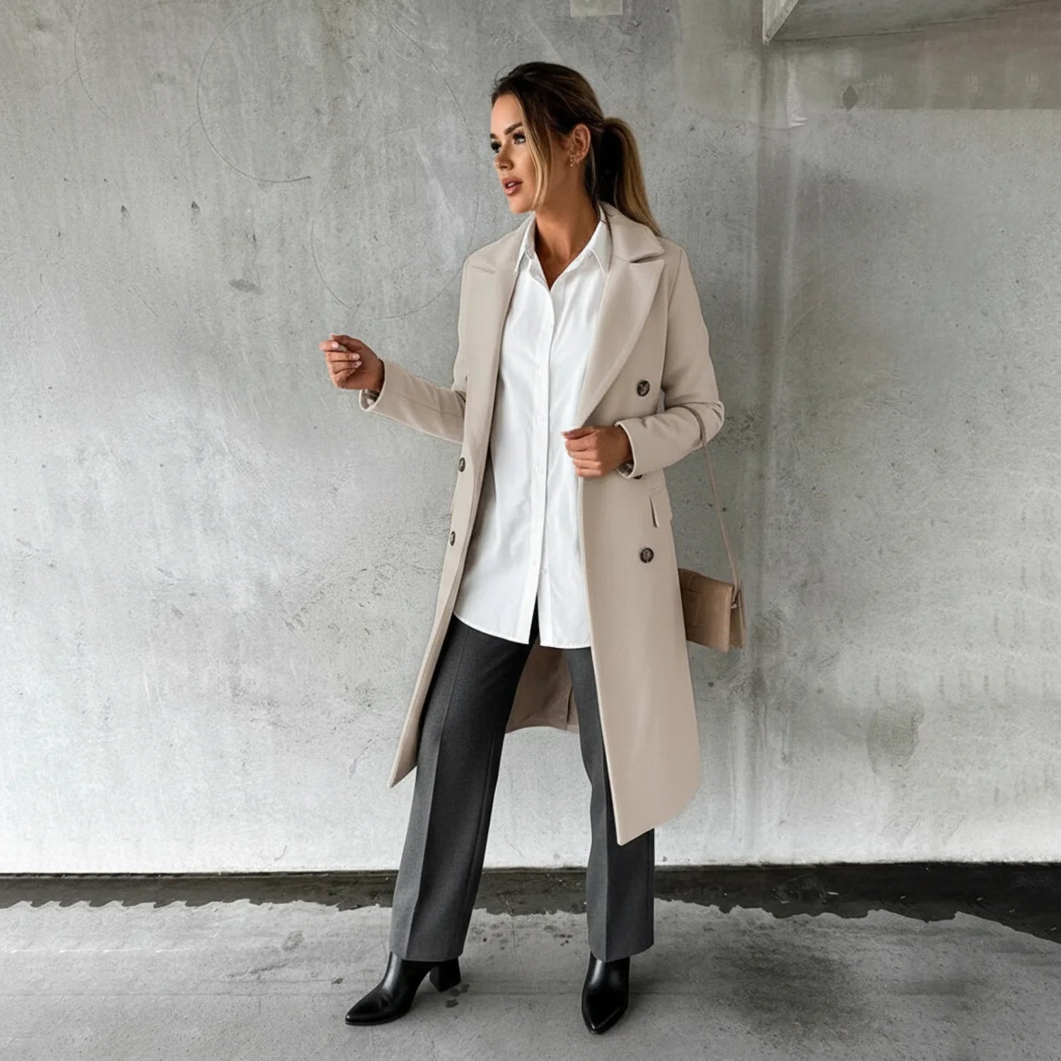 Manteau Long à Double Boutonnage pour Femme 4