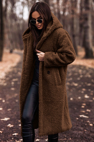 Manteau d'Hiver Long à Capuche en Fausse Fourrure Femme 2