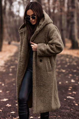 Manteau d'Hiver Long à Capuche en Fausse Fourrure Femme 3