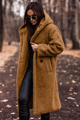 Manteau d'Hiver Long à Capuche en Fausse Fourrure Femme 4