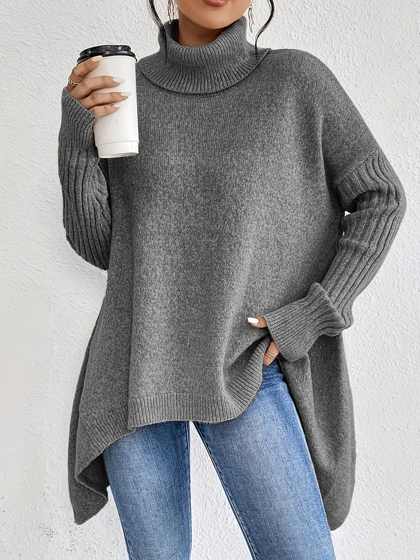 Pull En Cachemire Femme Oversized À Col Roulé 3