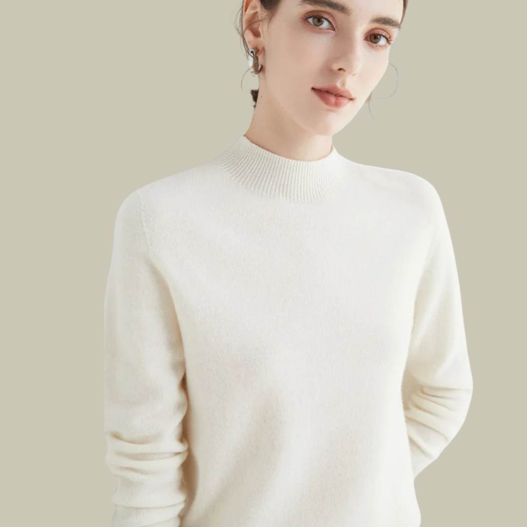 Pull Femme Ajusté en Laine Mérinos à Col Montant 4