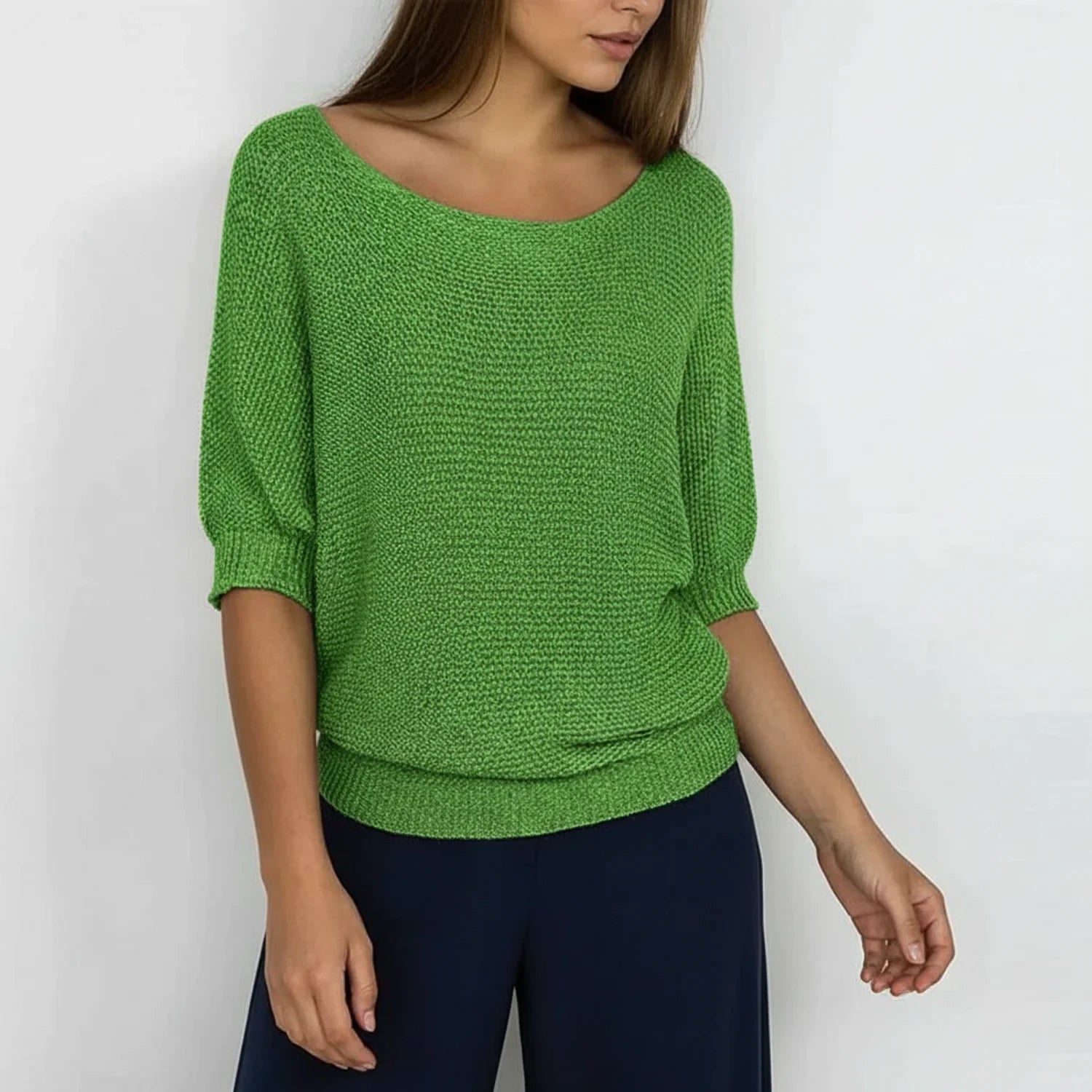Pull Femme Décontracté à Col Bateau 3/4 5