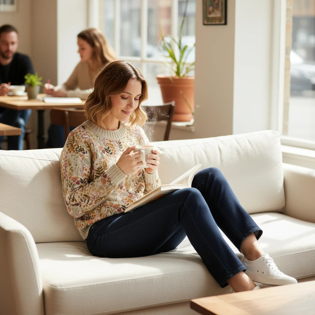 Pull Femme Décontracté à Col Rond Floral Multicolore 2