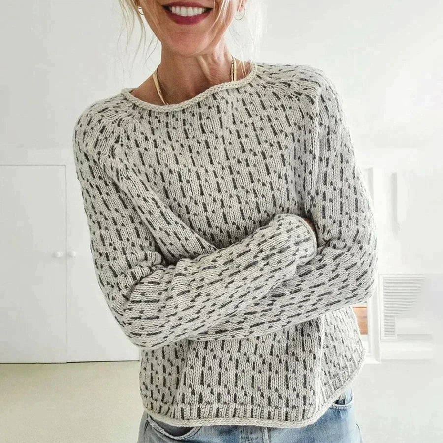 Pull Femme Décontracté en Tricot à Col Bateau 0