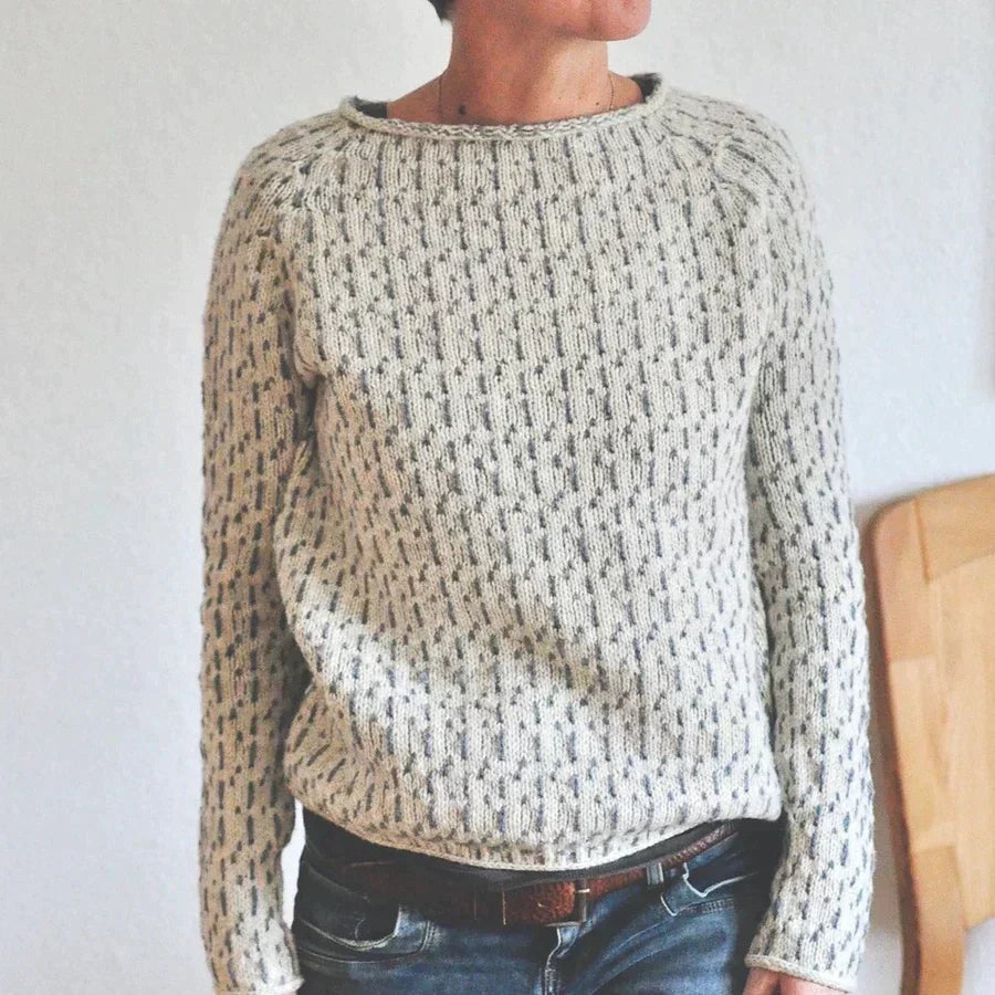 Pull Femme Décontracté en Tricot à Col Bateau 1