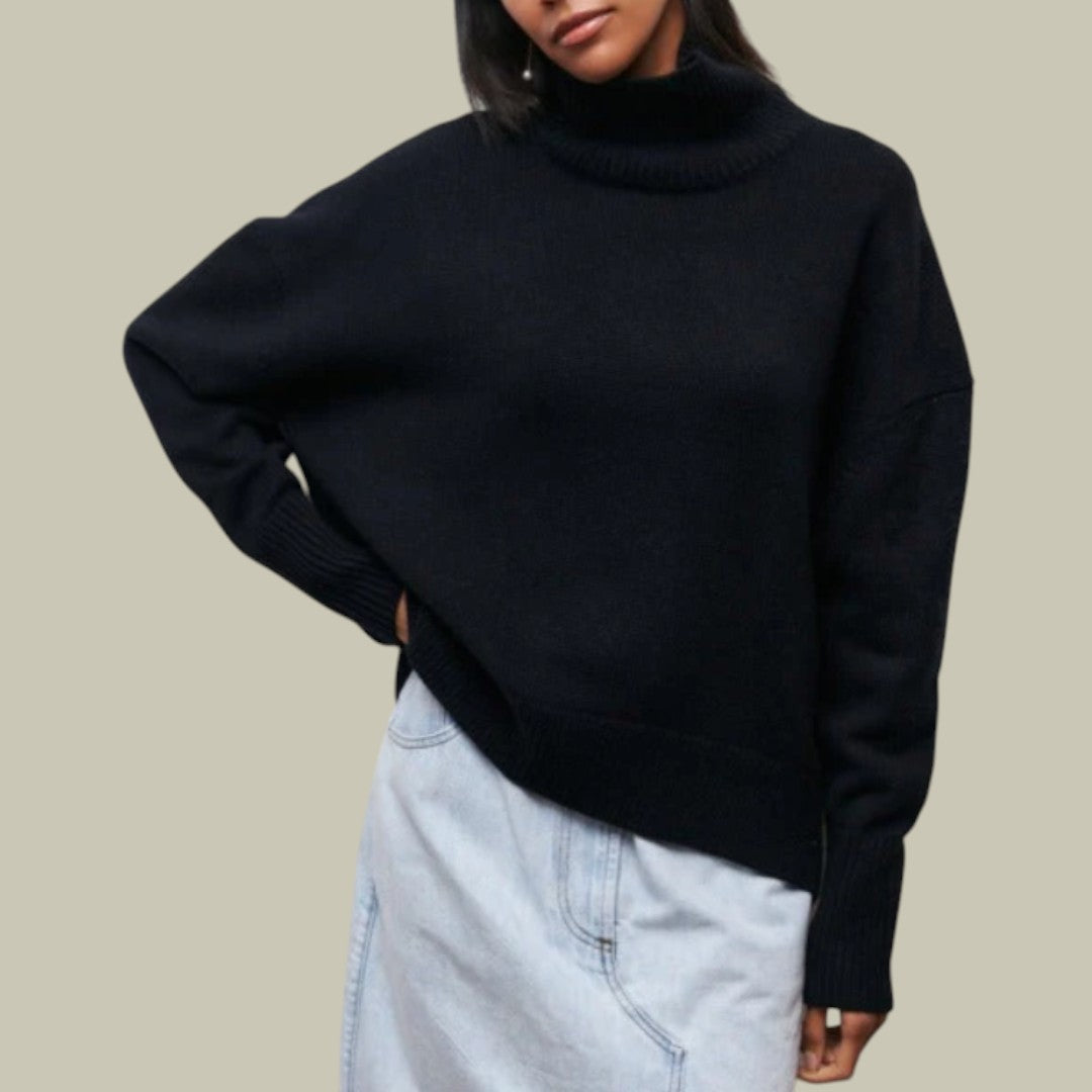 Pull Femme Oversized Col Roulé Doux Hiver 0