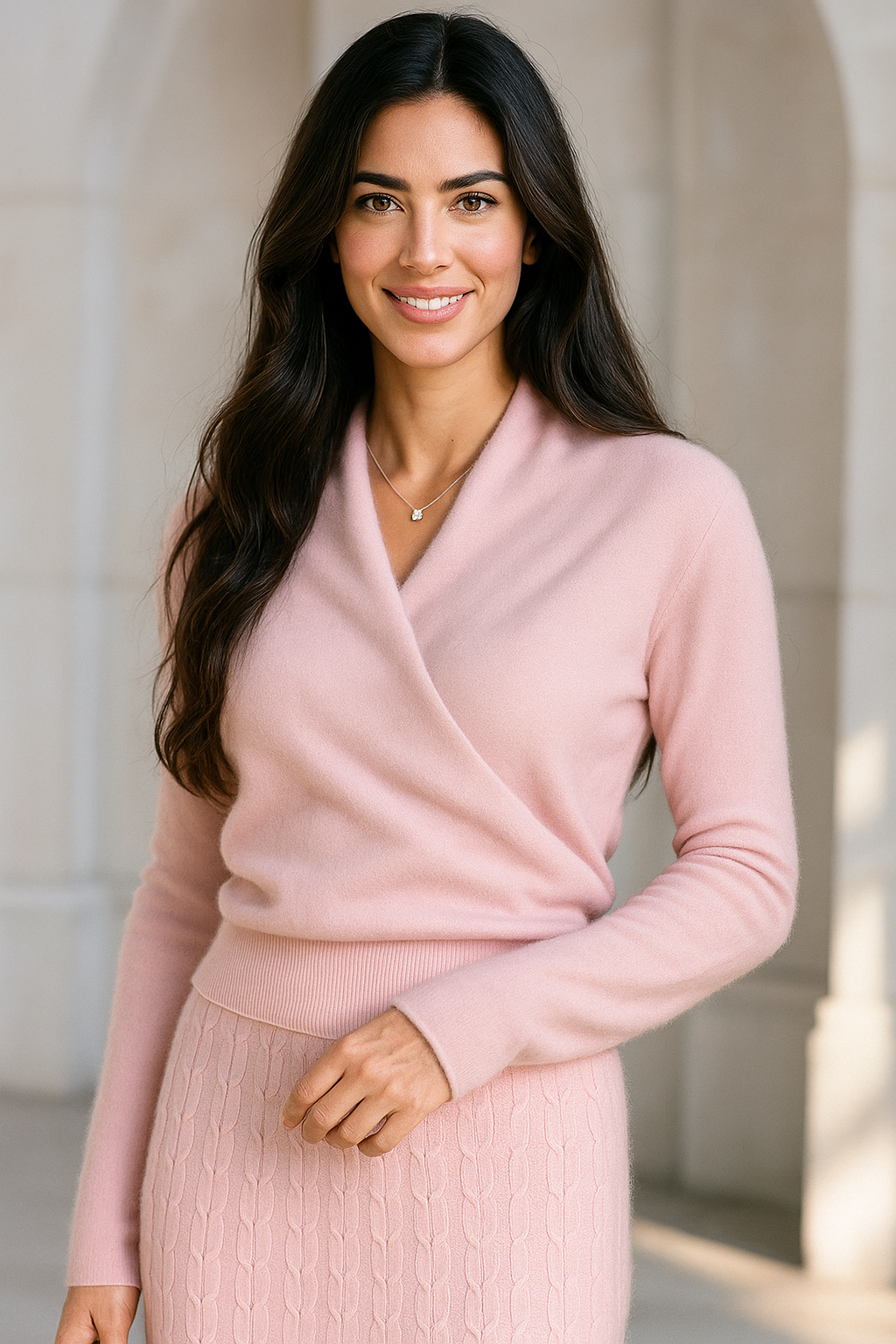 Pull en Cachemire Femme Col Croisé Élégant 2