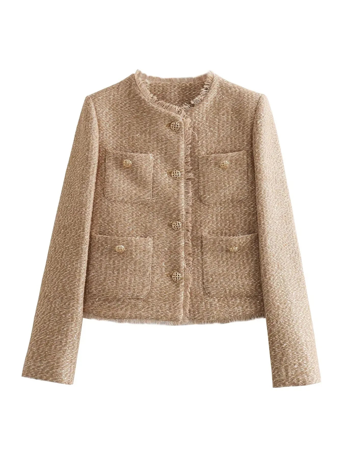 Veste Blazer Femme Courte en Tweed Élégante 4