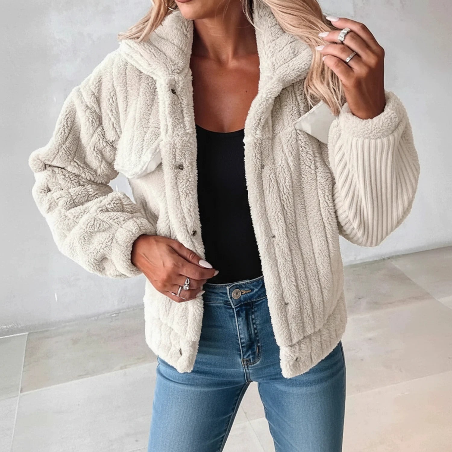 Veste Femme Décontractée en Sherpa Douce 1