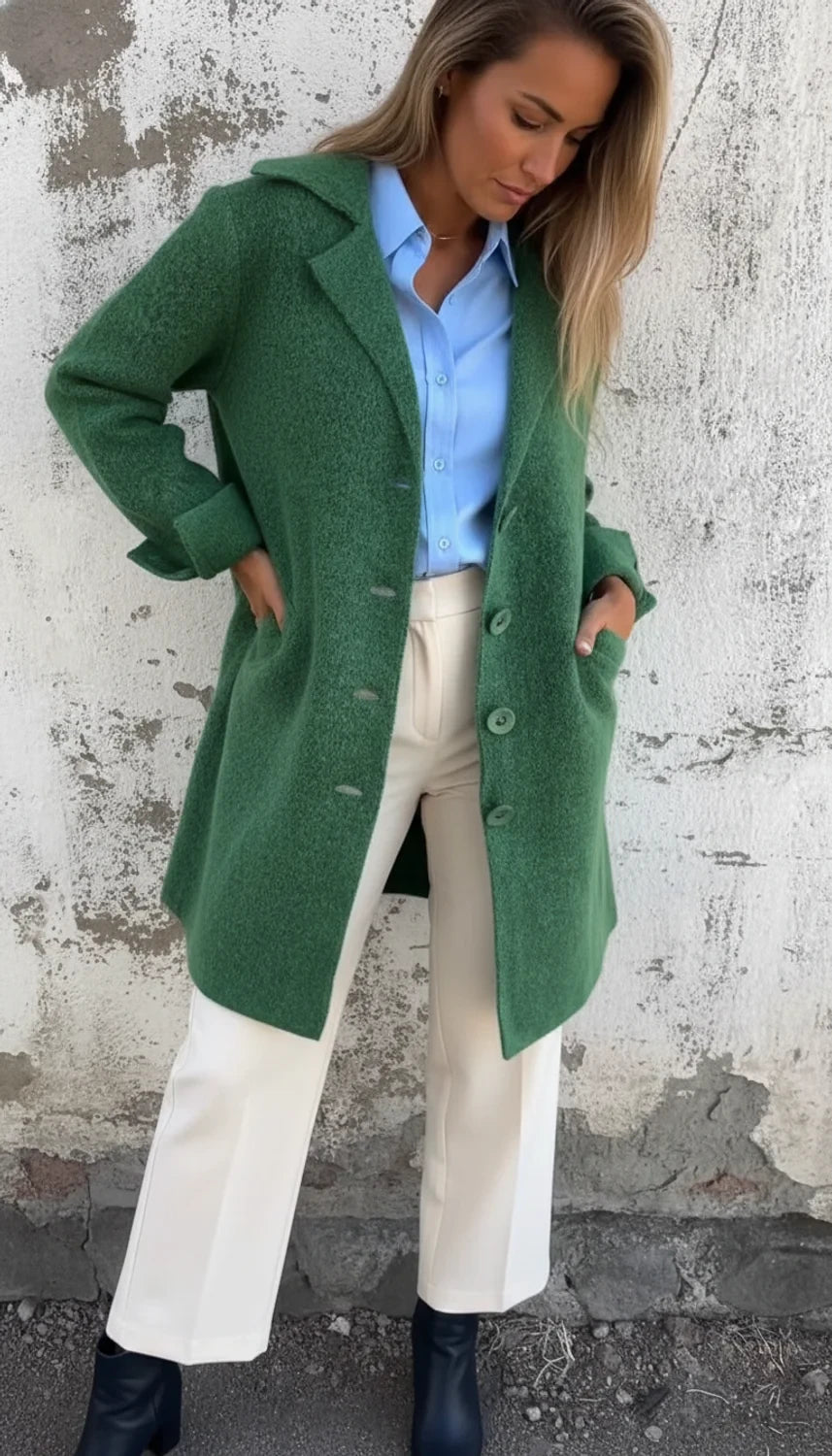 Veste Femme Mi-Longue Boutonnée en Tricot Élégante 2