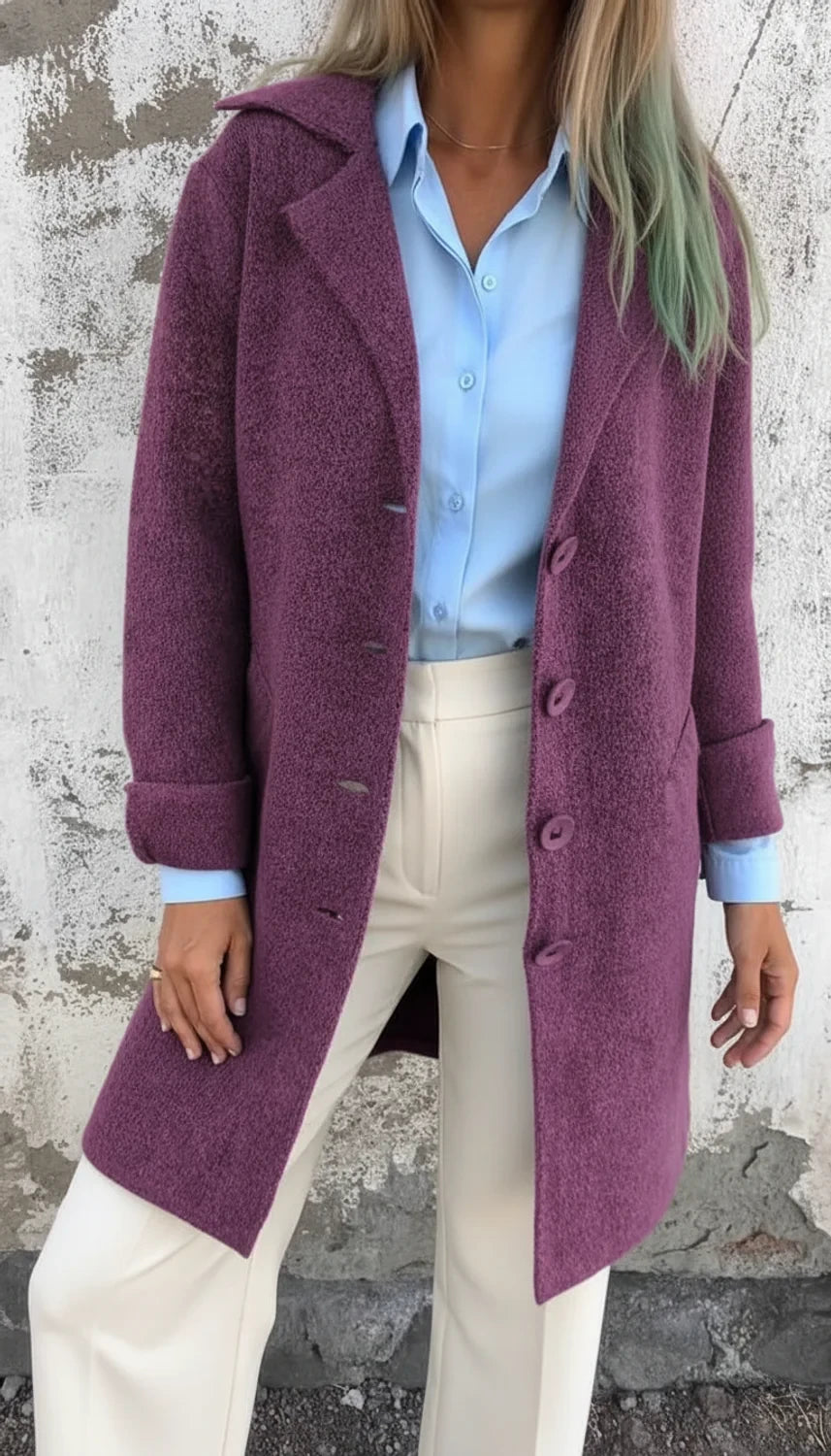 Veste Femme Mi-Longue Boutonnée en Tricot Élégante 6