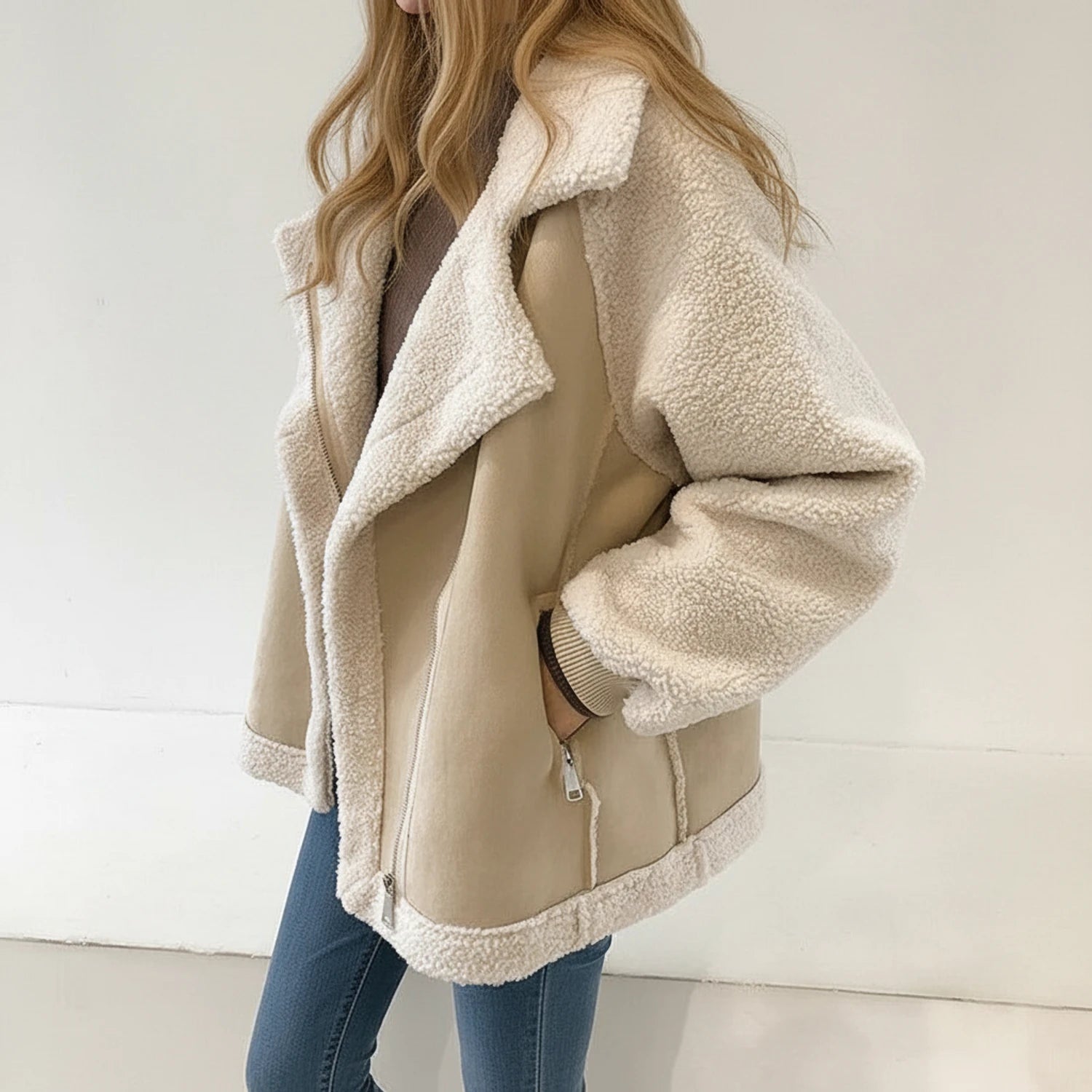 Veste Hiver Femme Oversized à Col Sherpa 0