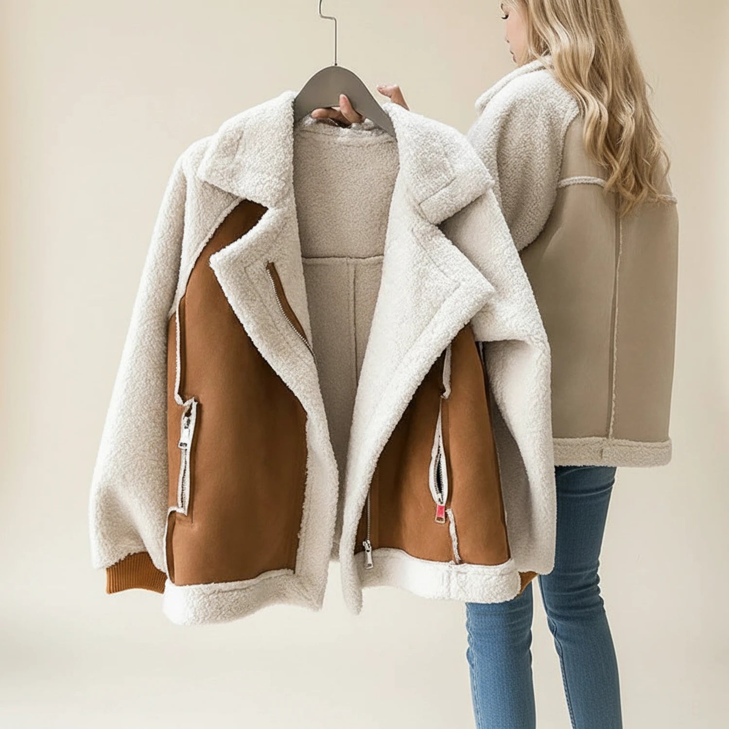 Veste Hiver Femme Oversized à Col Sherpa 1