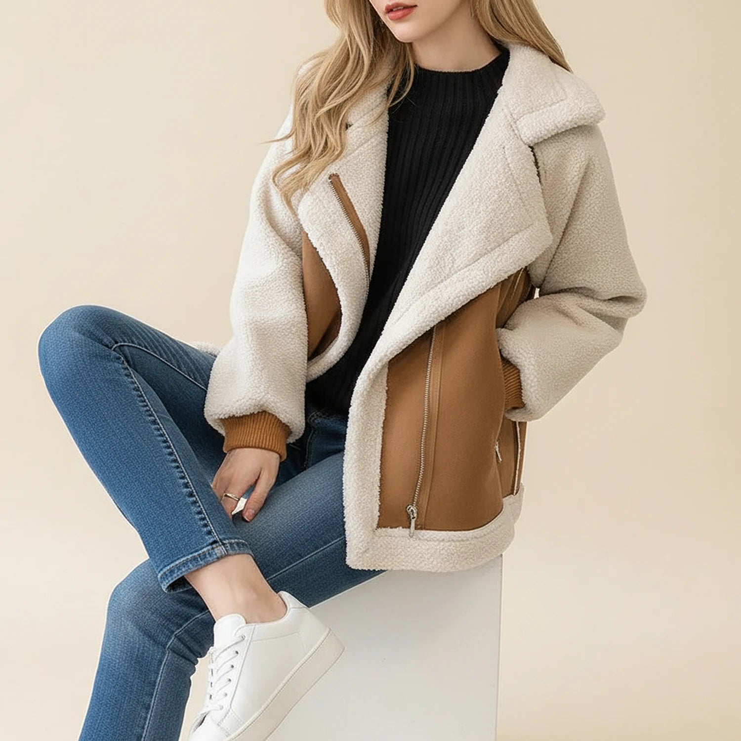 Veste Hiver Femme Oversized à Col Sherpa 2